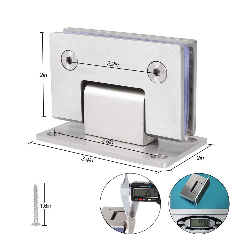 HNBun 2PACK 90 Degree Shower Door Hinges, Heavy Duty Frameless Glass Door Hinges Stainless Steel Bathroom Gate Clamp for 8-12 mm Toughened Glass, Rust & Corrosion Resistance - Image 2